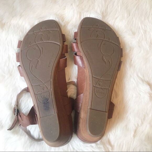 ABEO Biosystems Sandal Brown Size 10N Narrow Leather Wedge Open Toe Ankle Strap - Picture 12 of 14